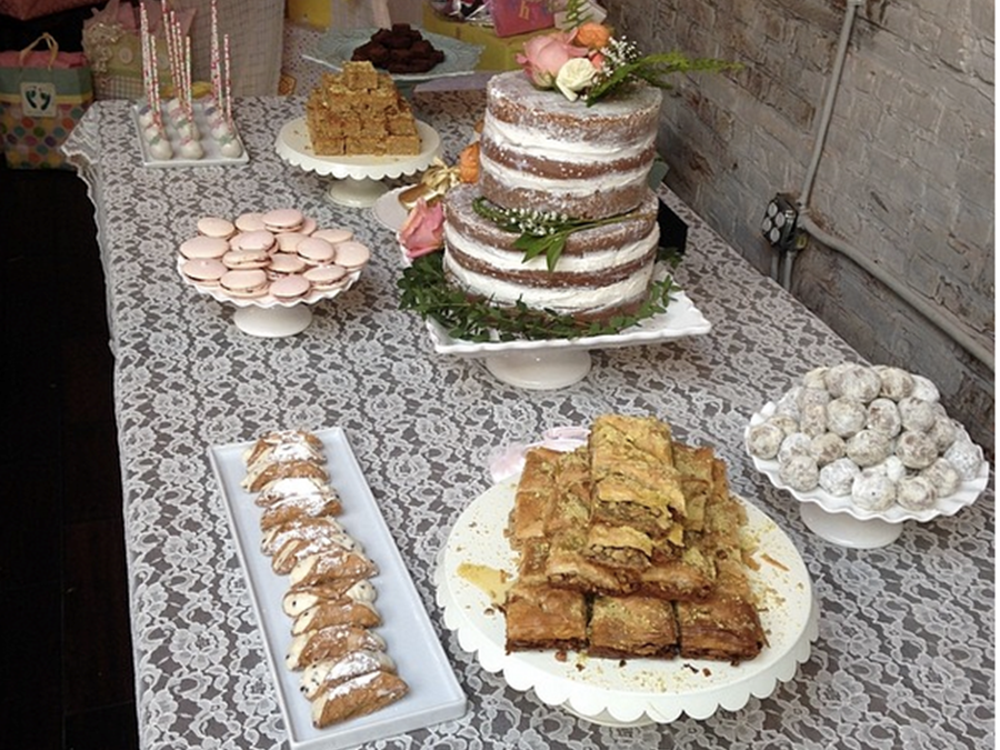 catered dessert table